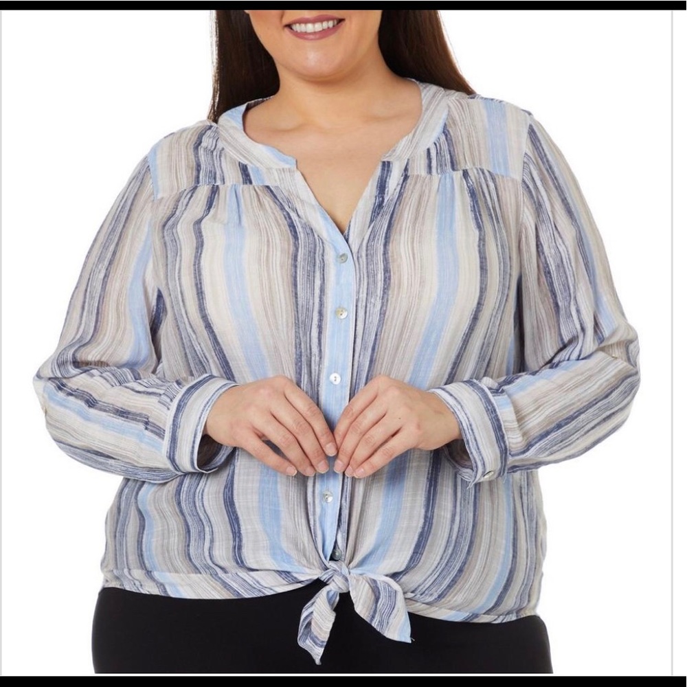 Zac&Rachel Button Down Tie Front Top